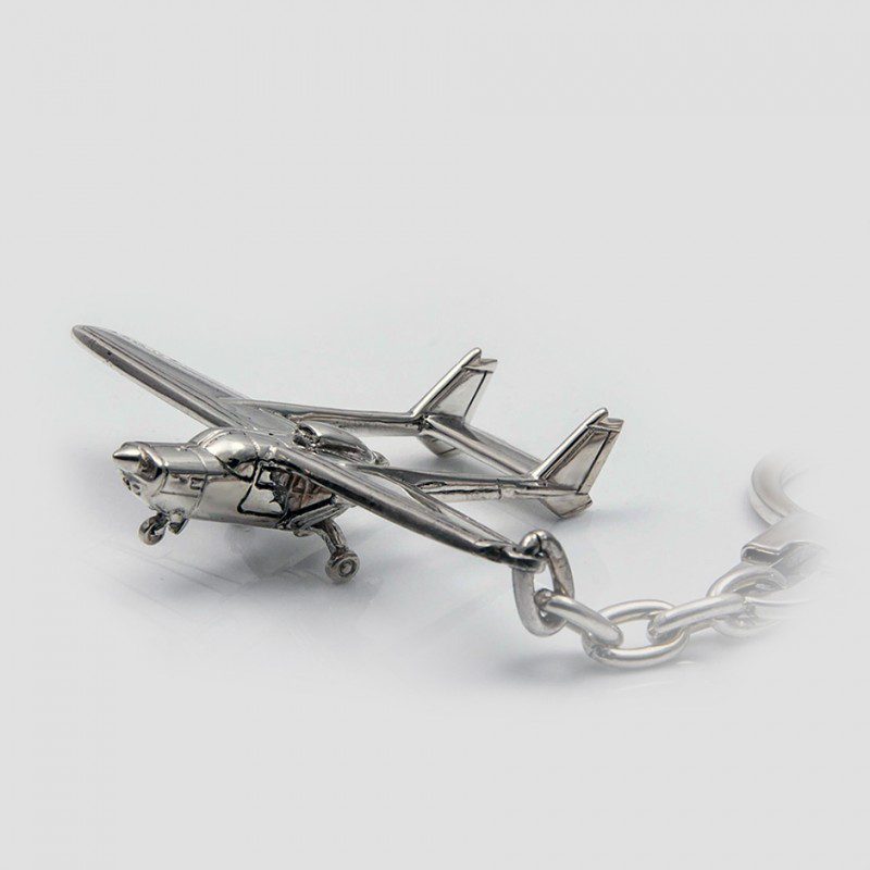 CESSNA SKYMASTER AIRPLANE STERLING SILVER KEYCHAIN